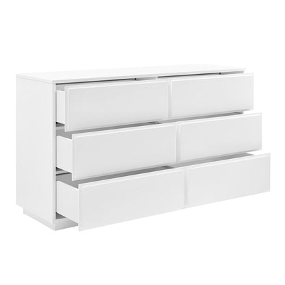Euro Style - Tresero 55inW 6-Drawer Sideboard, High Gloss White - 90649WHT-KIT veiw 3