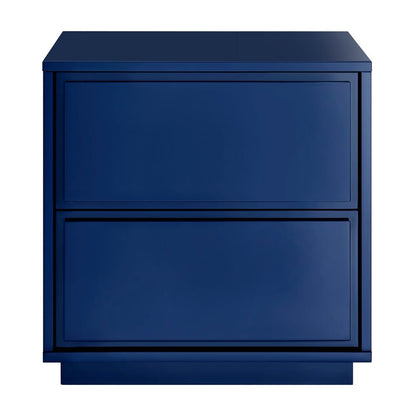 Euro Style - Tresero 23inW 2-Drawer Side Table, High Gloss Deep Blue - 90655-BLU veiw 1