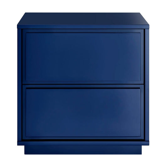 Euro Style - Tresero 23inW 2-Drawer Side Table, High Gloss Deep Blue - 90655-BLU veiw 1