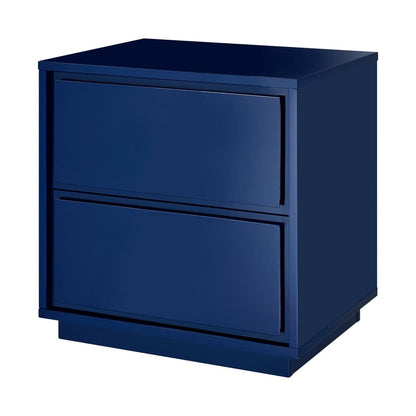 Euro Style - Tresero 23inW 2-Drawer Side Table, High Gloss Deep Blue - 90655-BLU veiw 2