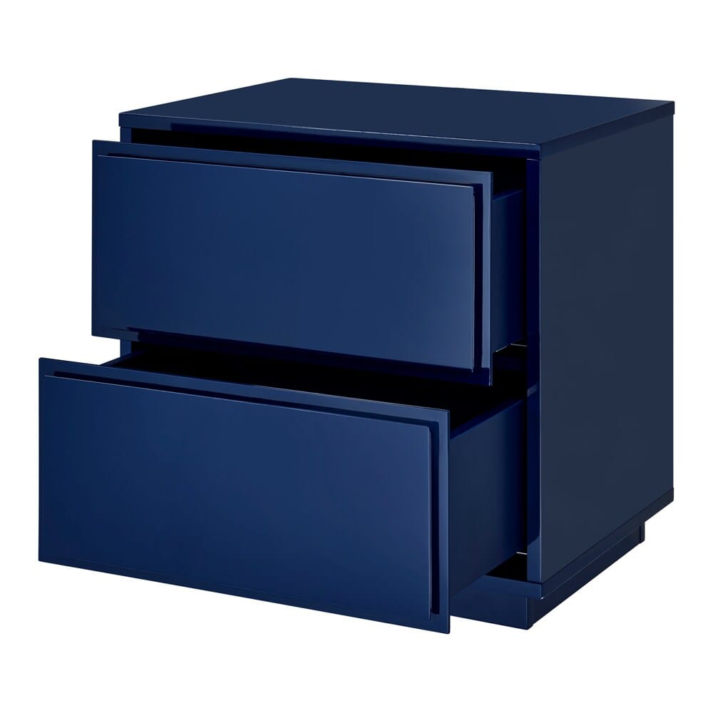Euro Style - Tresero 23inW 2-Drawer Side Table, High Gloss Deep Blue - 90655-BLU veiw 3