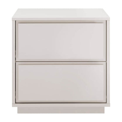 Euro Style - Tresero 23inW 2-Drawer Side Table, High Gloss Warm Gray - 90655-WMGRY veiw 1