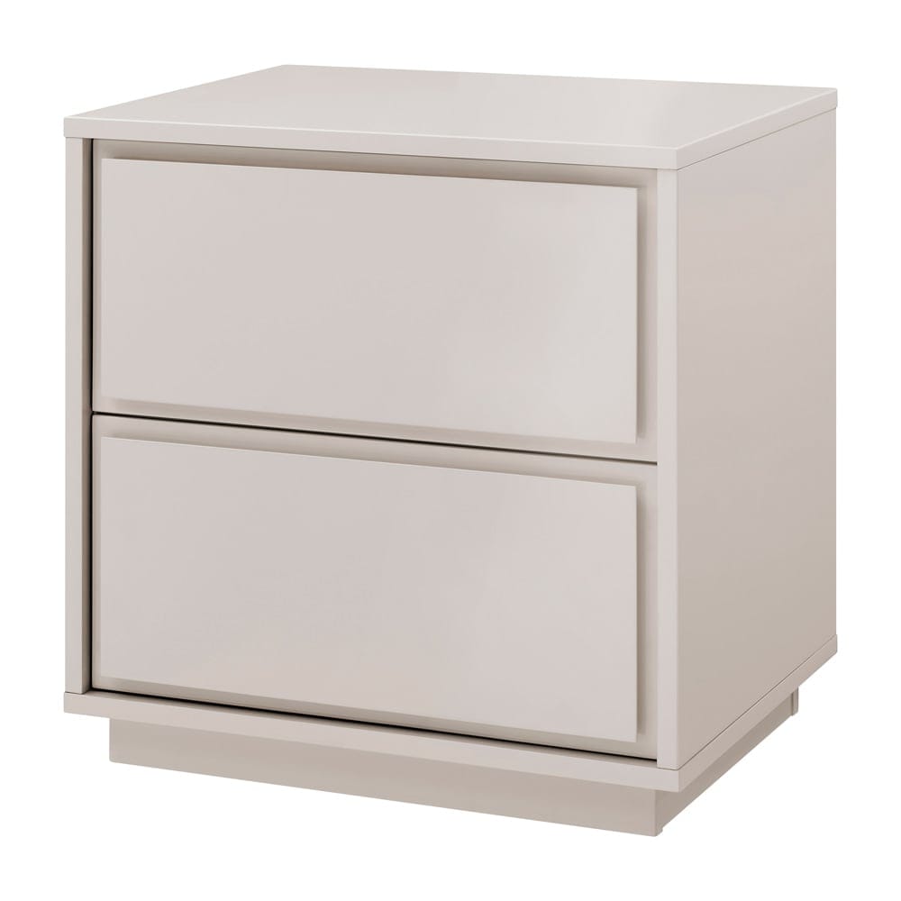 Euro Style - Tresero 23inW 2-Drawer Side Table, High Gloss Warm Gray - 90655-WMGRY veiw 2