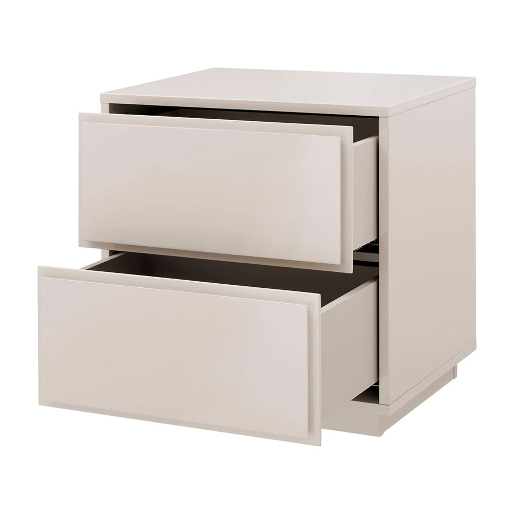 Euro Style - Tresero 23inW 2-Drawer Side Table, High Gloss Warm Gray - 90655-WMGRY veiw 3