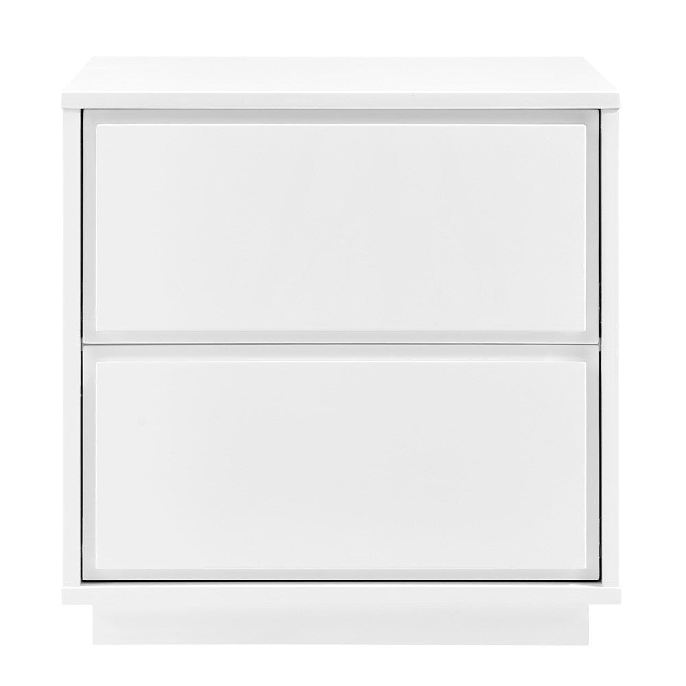 Euro Style - Tresero 23inW 2-Drawer Side Table, High Gloss White - 90655-WHT veiw 1