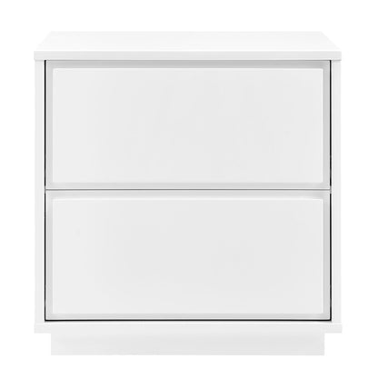 Euro Style - Tresero 23inW 2-Drawer Side Table, High Gloss White - 90655-WHT veiw 1
