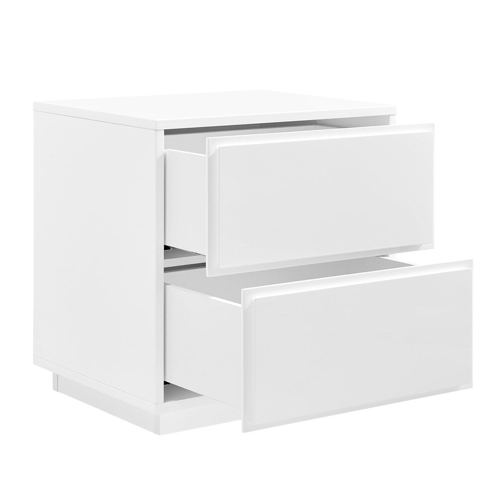 Euro Style - Tresero 23inW 2-Drawer Side Table, High Gloss White - 90655-WHT veiw 3