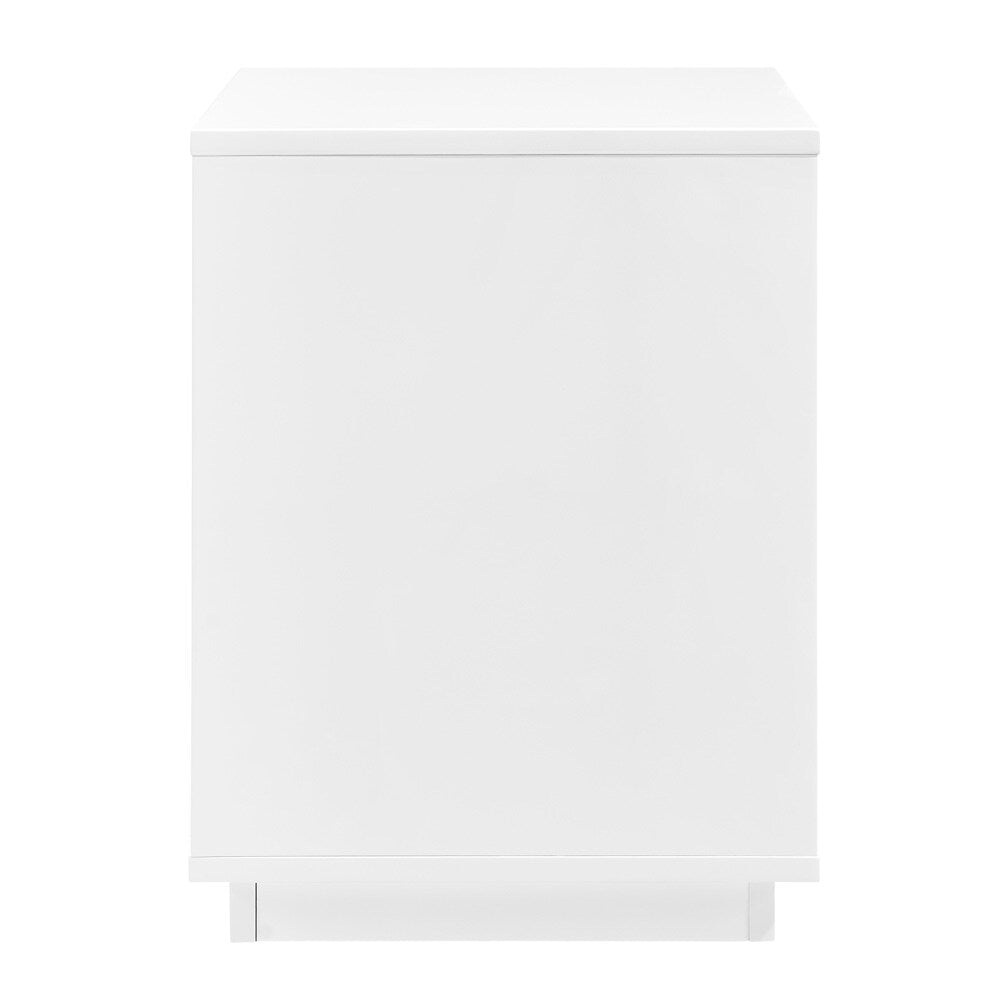 Euro Style - Tresero 23inW 2-Drawer Side Table, High Gloss White - 90655-WHT veiw 4