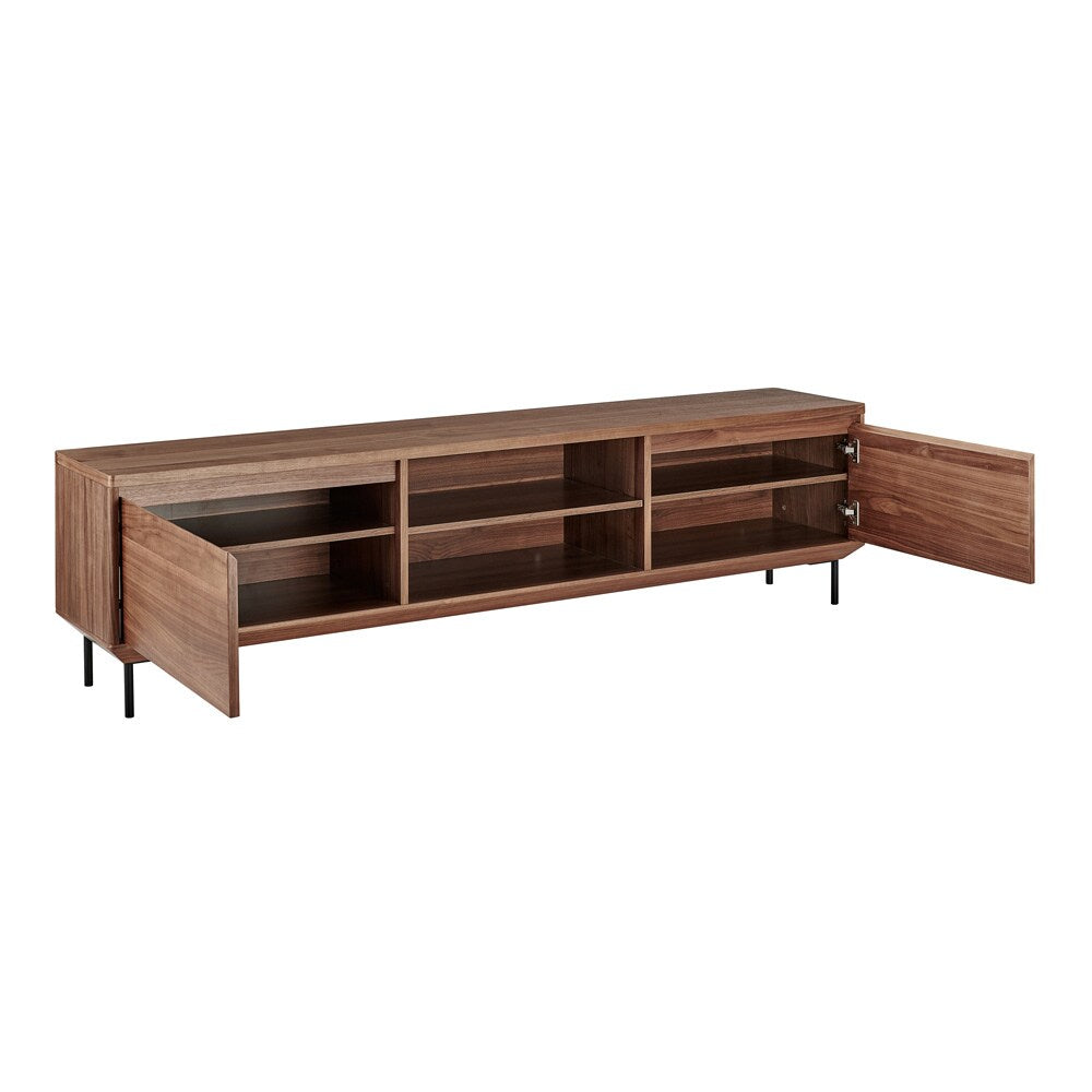 Euro Style - Saga 79inW 2-Door Media Stand, Walnut/Matte Black - 90693WAL-KIT veiw 3