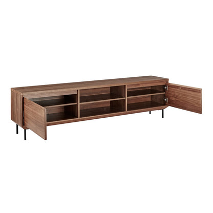 Euro Style - Saga 79inW 2-Door Media Stand, Walnut/Matte Black - 90693WAL-KIT veiw 3