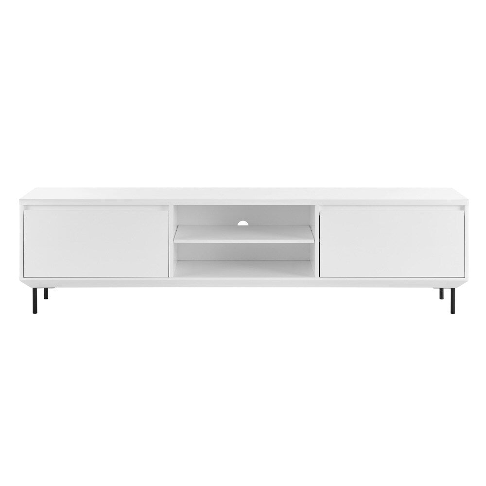 Euro Style - Saga 79inW 2-Door Media Stand, Matte White/Matte Black - 90693WHT-KIT veiw 1