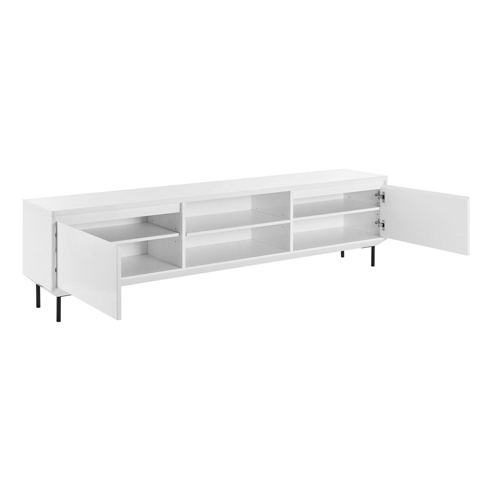 Euro Style - Saga 79inW 2-Door Media Stand, Matte White/Matte Black - 90693WHT-KIT veiw 3