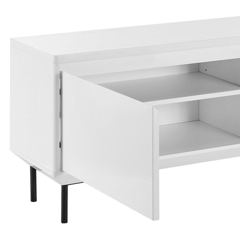 Euro Style - Saga 79inW 2-Door Media Stand, Matte White/Matte Black - 90693WHT-KIT veiw 5