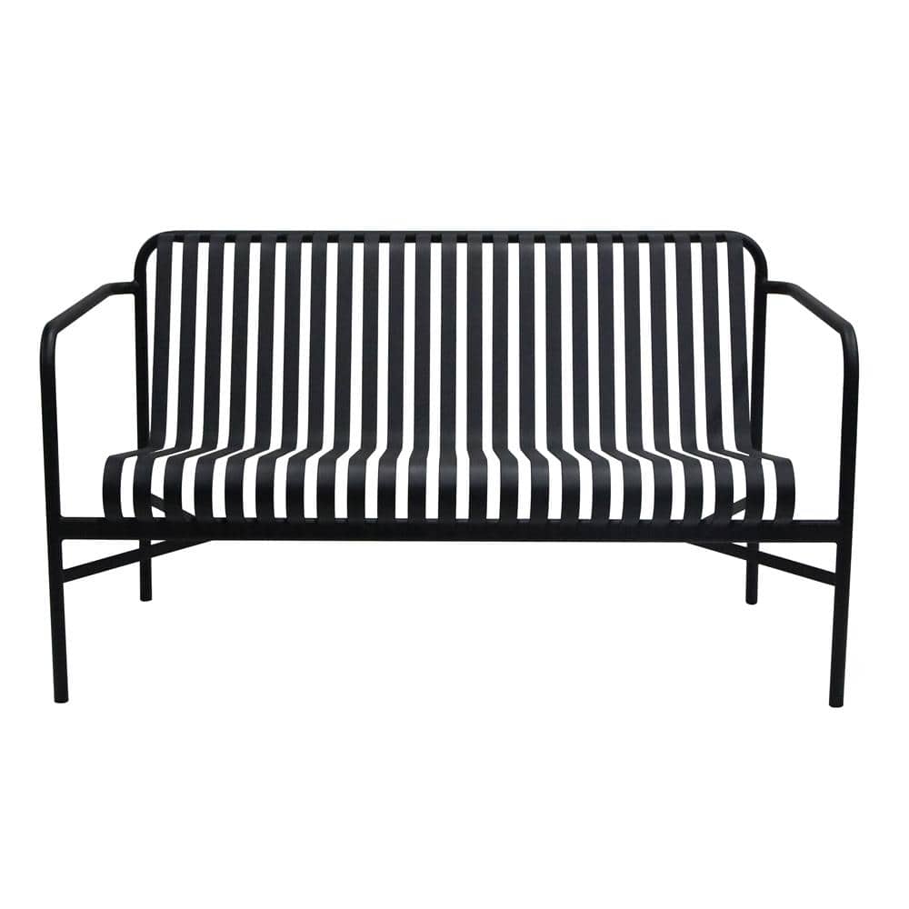 Euro Style - Enid Outdoor Loveseat, Black - 90738-BLK veiw 1
