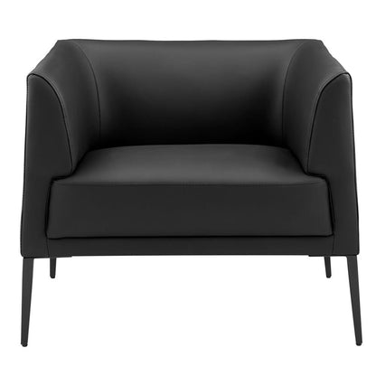 Euro Style - Matias Leatherette Lounge Chair, Black/Matte Black - 94244BLK veiw 1