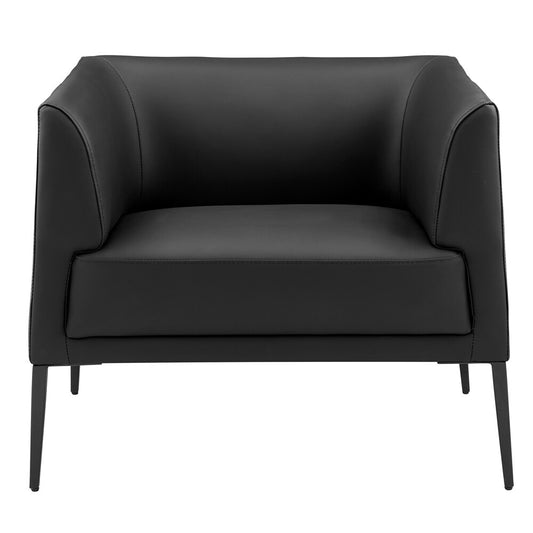 Euro Style - Matias Leatherette Lounge Chair, Black/Matte Black - 94244BLK veiw 1