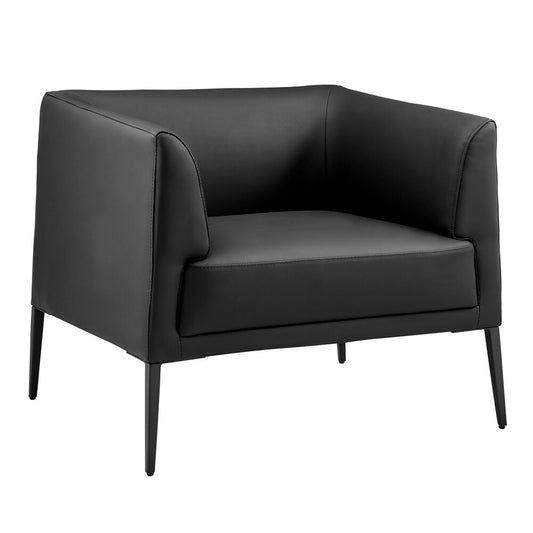 Euro Style - Matias Leatherette Lounge Chair, Black/Matte Black - 94244BLK veiw 2