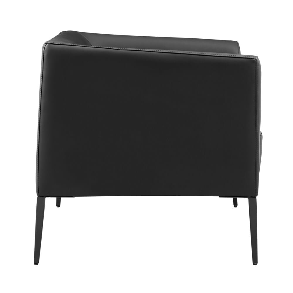 Euro Style - Matias Leatherette Lounge Chair, Black/Matte Black - 94244BLK veiw 3