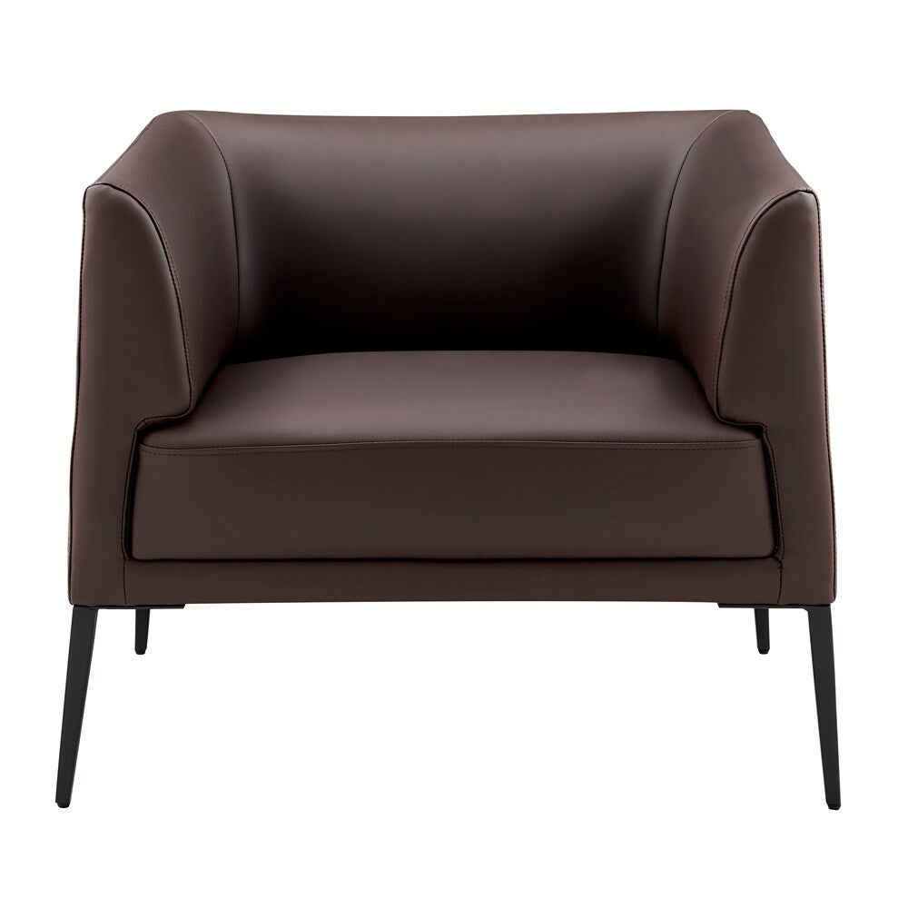 Euro Style - Matias Leatherette Lounge Chair, Brown/Matte Black - 94244BRN veiw 1