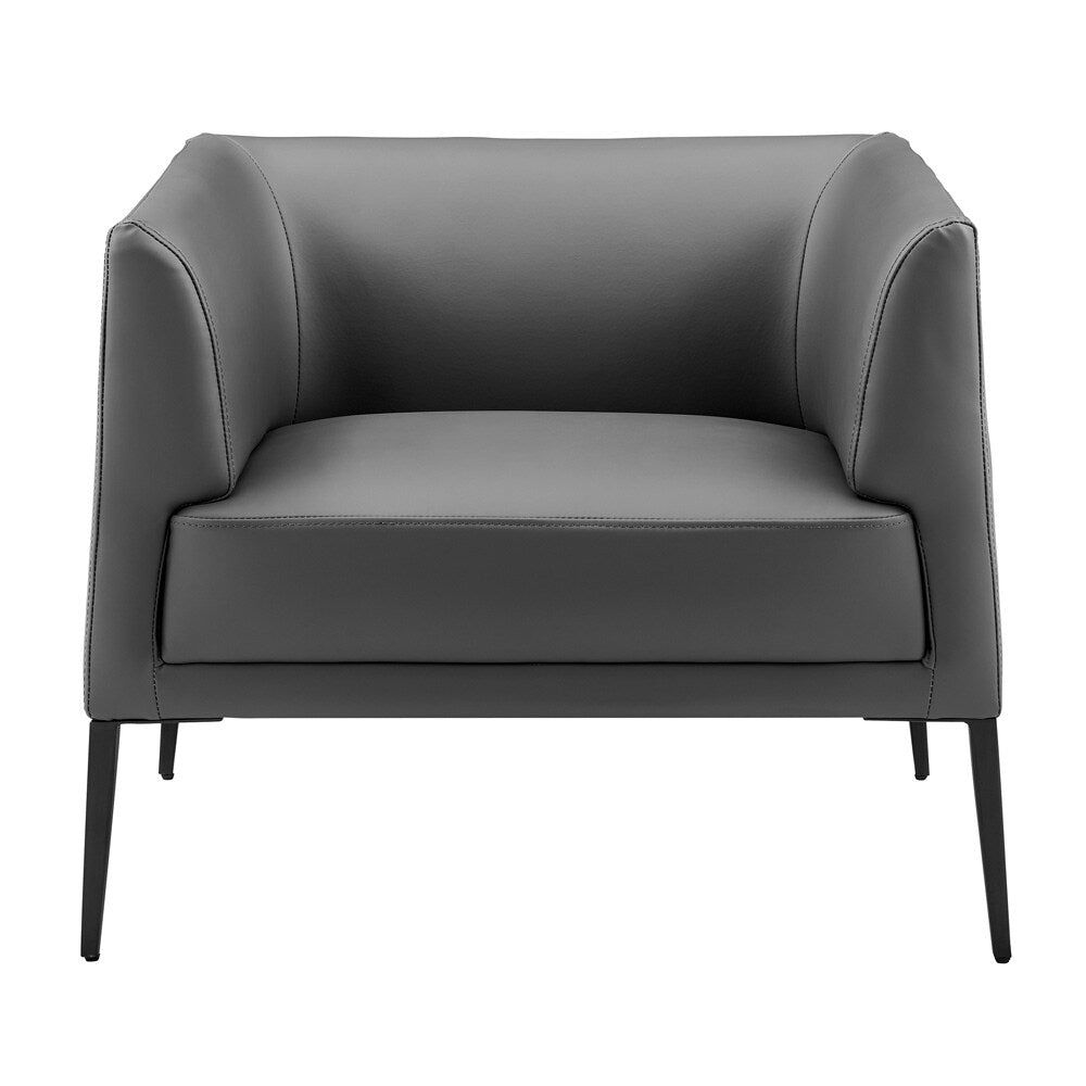 Euro Style - Matias Leatherette Lounge Chair, Gray/Matte Black - 94244GRY veiw 1