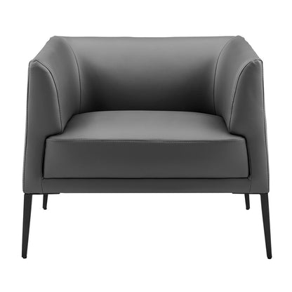 Euro Style - Matias Leatherette Lounge Chair, Gray/Matte Black - 94244GRY veiw 1
