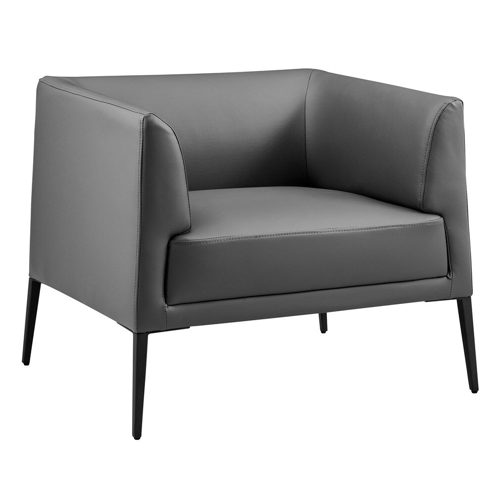Euro Style - Matias Leatherette Lounge Chair, Gray/Matte Black - 94244GRY veiw 2