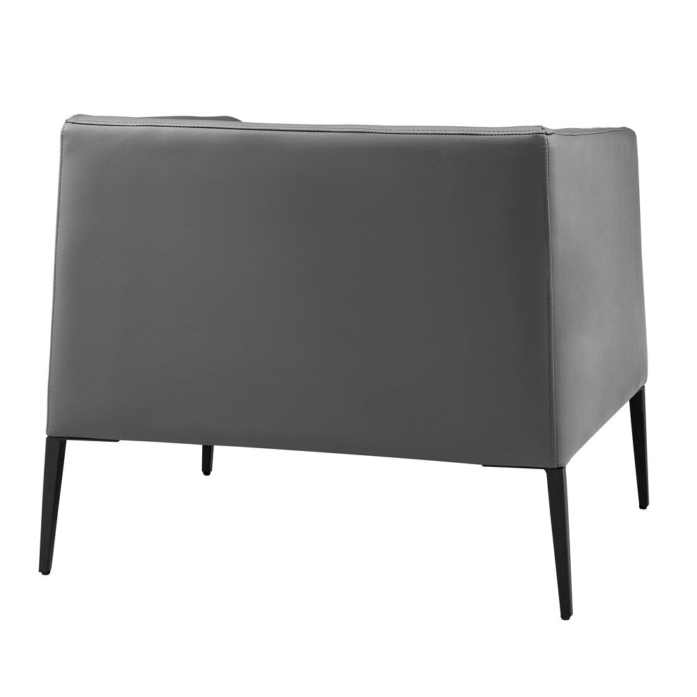 Euro Style - Matias Leatherette Lounge Chair, Gray/Matte Black - 94244GRY veiw 4