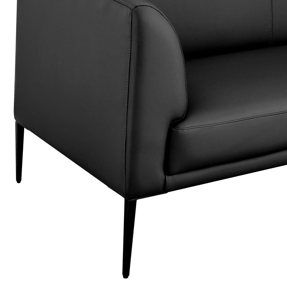 Euro Style - Matias Leatherette Lounge Loveseat, Black/Matte Black - 94248-BLK veiw 5