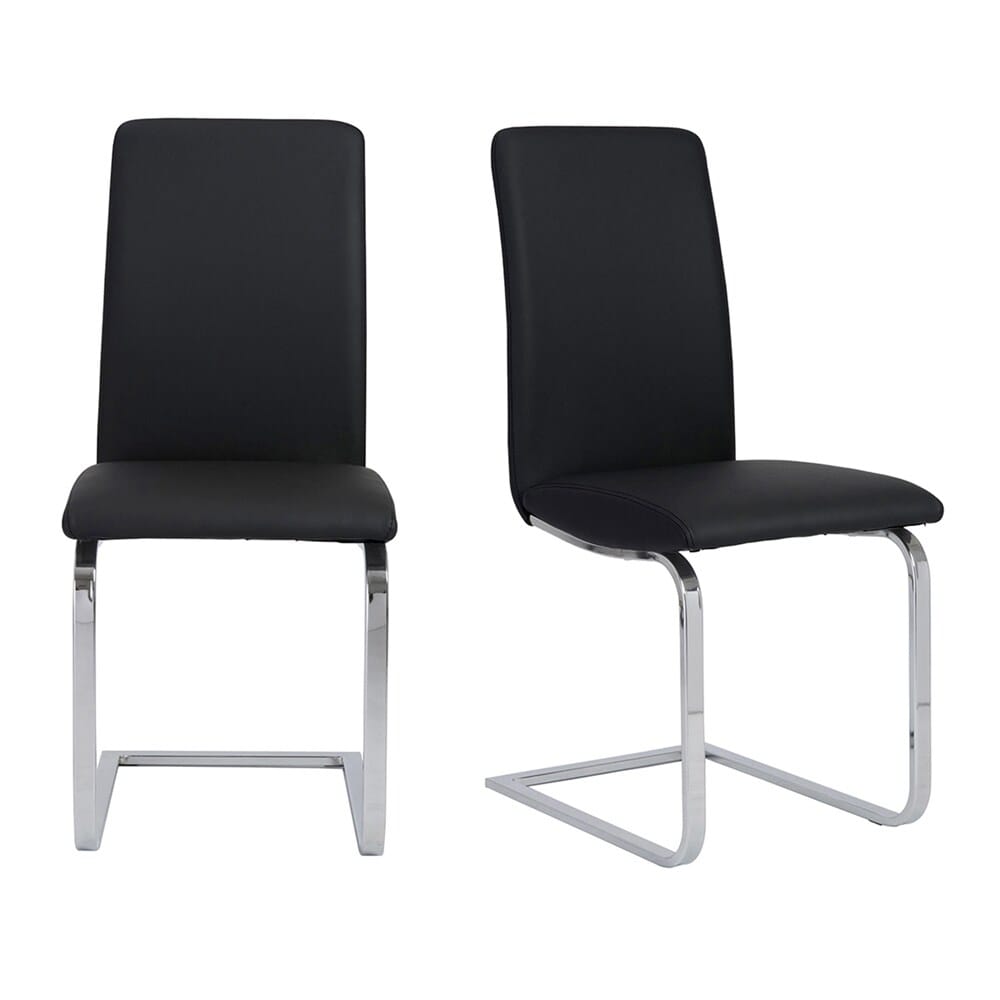 Euro Style - Cinzia Leathertte Dining Chairs, Black/Chrome - Set of 2 - 05090BLK veiw 1