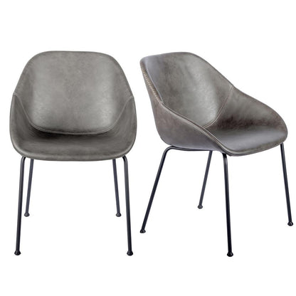 Euro Style - Corinna Distressed Leatherette Side Chairs, Charcoal Gray/Matte Black - Set of 2 - 30502DKGRY veiw 1