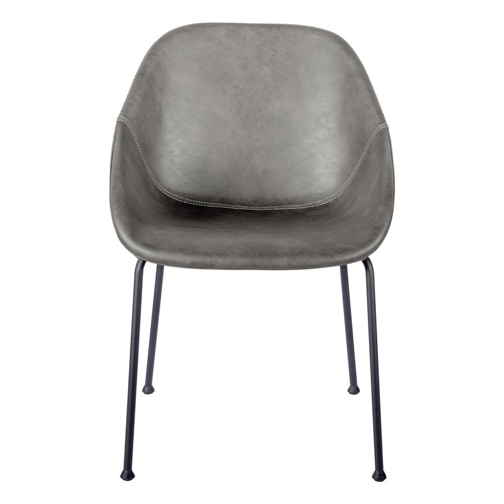 Euro Style - Corinna Distressed Leatherette Side Chairs, Charcoal Gray/Matte Black - Set of 2 - 30502DKGRY veiw 2