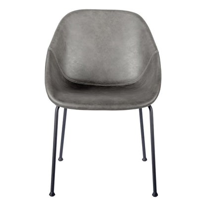 Euro Style - Corinna Distressed Leatherette Side Chairs, Charcoal Gray/Matte Black - Set of 2 - 30502DKGRY veiw 2