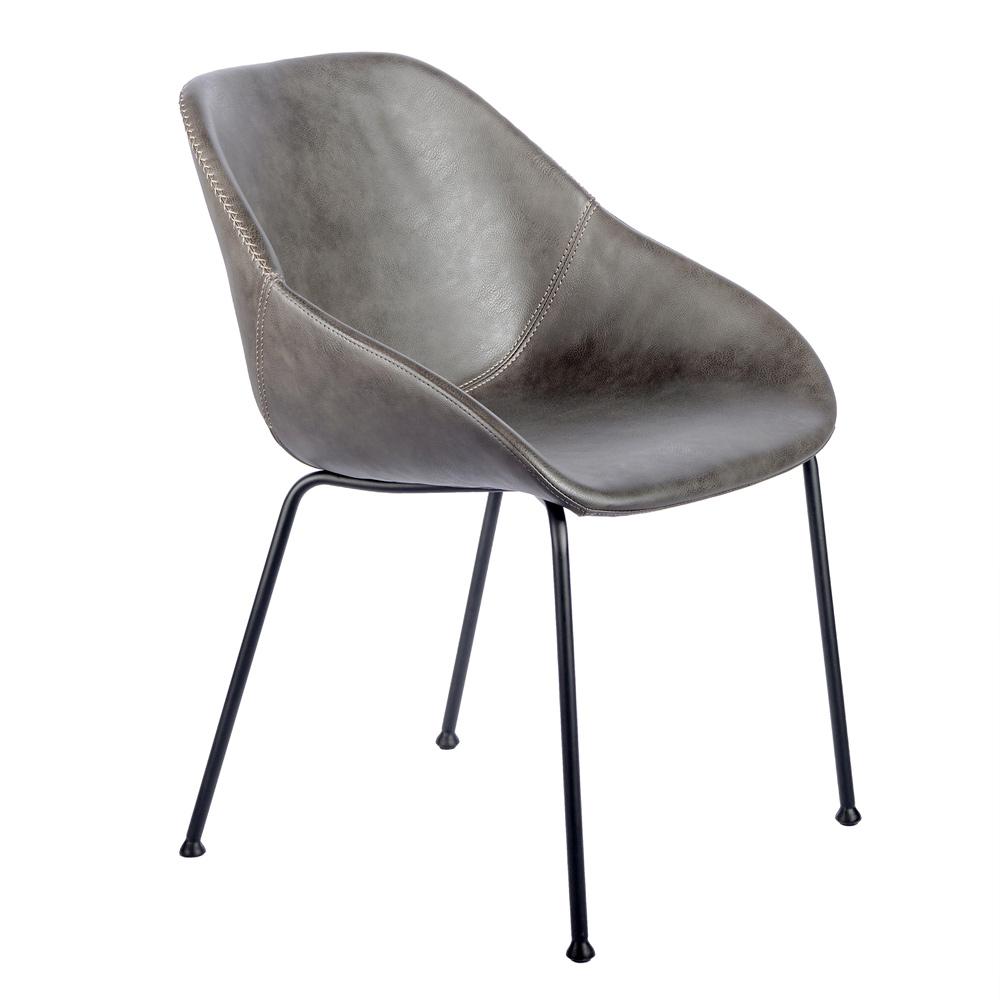 Euro Style - Corinna Distressed Leatherette Side Chairs, Charcoal Gray/Matte Black - Set of 2 - 30502DKGRY veiw 3