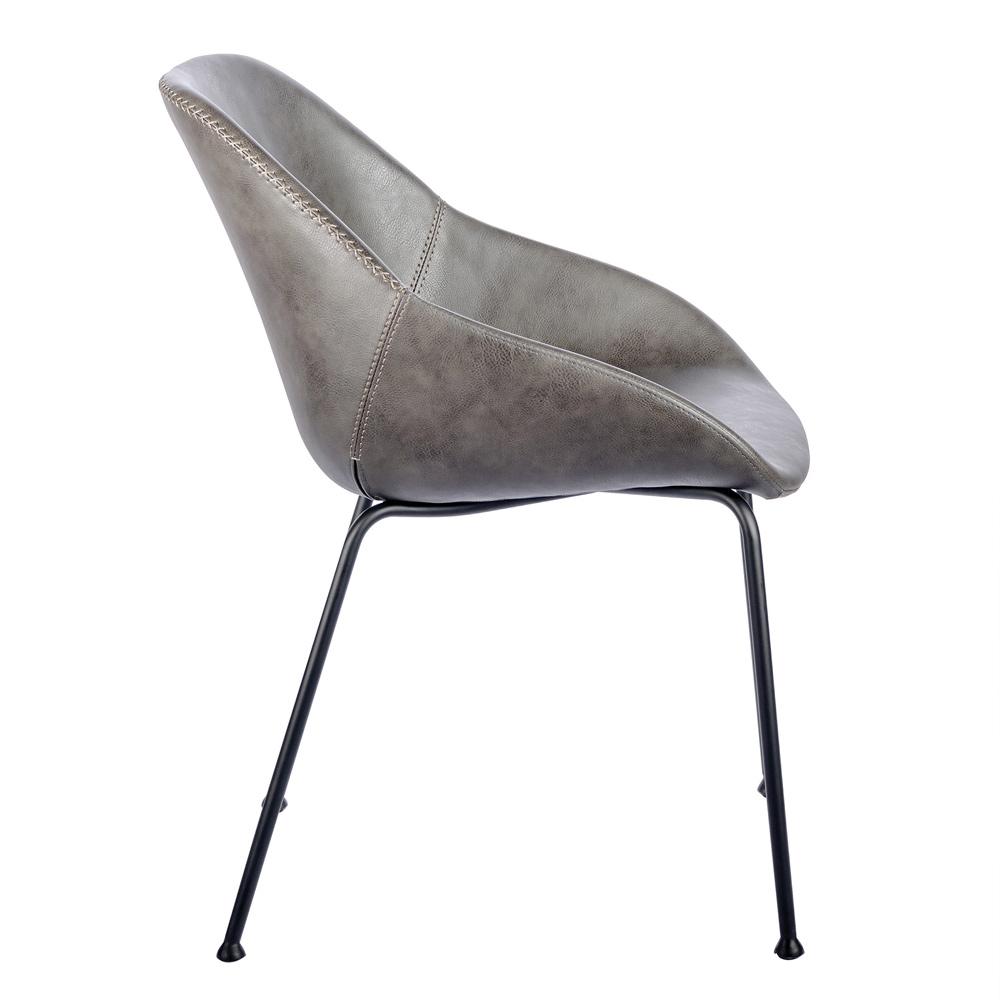 Euro Style - Corinna Distressed Leatherette Side Chairs, Charcoal Gray/Matte Black - Set of 2 - 30502DKGRY veiw 4