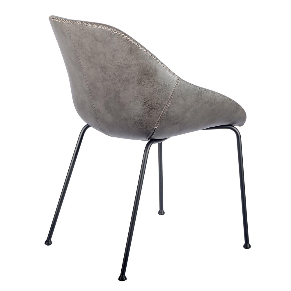 Euro Style - Corinna Distressed Leatherette Side Chairs, Charcoal Gray/Matte Black - Set of 2 - 30502DKGRY veiw 5