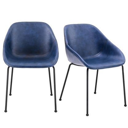 Euro Style - Corinna Distressed Leatherette Side Chairs, Dark Blue/Matte Black - Set of 2 - 30502DKBLU veiw 1