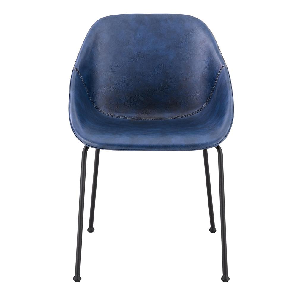 Euro Style - Corinna Distressed Leatherette Side Chairs, Dark Blue/Matte Black - Set of 2 - 30502DKBLU veiw 2