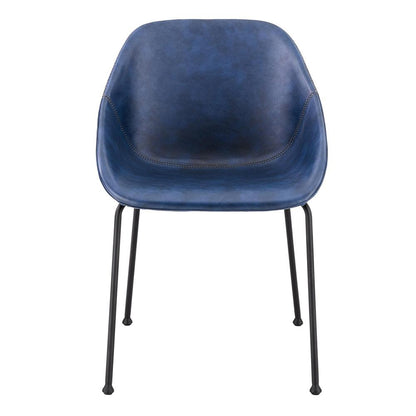 Euro Style - Corinna Distressed Leatherette Side Chairs, Dark Blue/Matte Black - Set of 2 - 30502DKBLU veiw 2