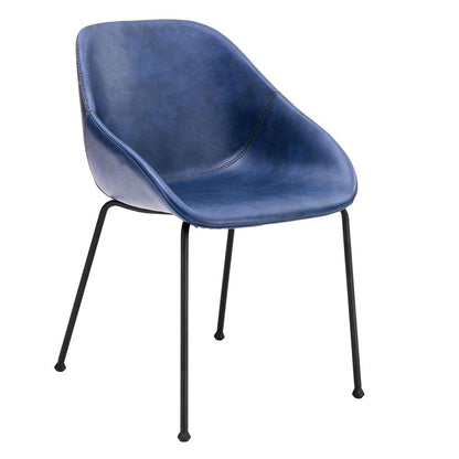 Euro Style - Corinna Distressed Leatherette Side Chairs, Dark Blue/Matte Black - Set of 2 - 30502DKBLU veiw 3