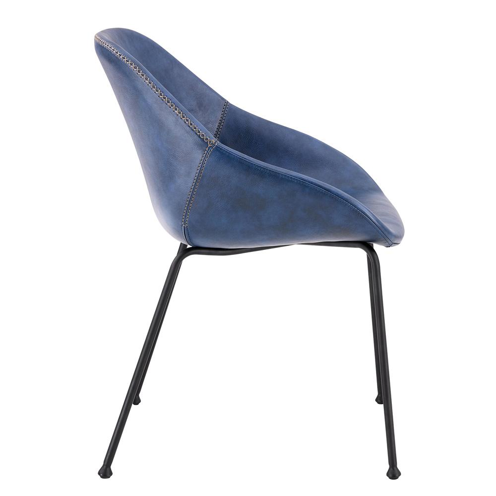 Euro Style - Corinna Distressed Leatherette Side Chairs, Dark Blue/Matte Black - Set of 2 - 30502DKBLU veiw 4
