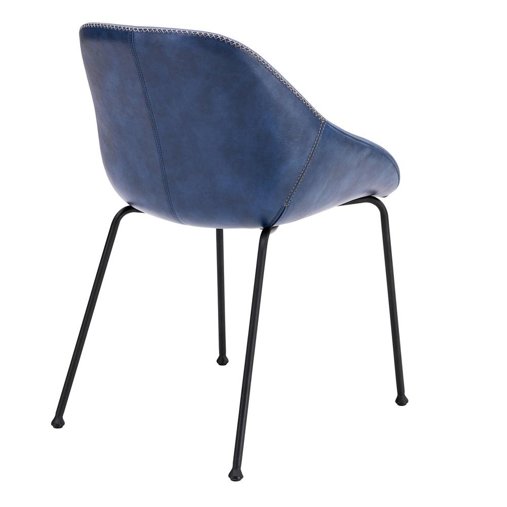 Euro Style - Corinna Distressed Leatherette Side Chairs, Dark Blue/Matte Black - Set of 2 - 30502DKBLU veiw 5