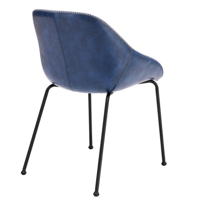 Euro Style - Corinna Distressed Leatherette Side Chairs, Dark Blue/Matte Black - Set of 2 - 30502DKBLU veiw 5