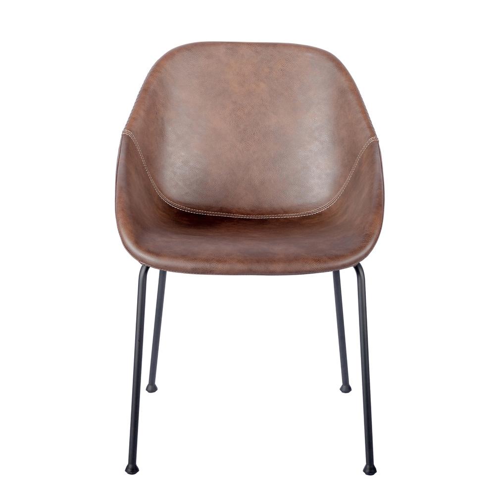 Euro Style - Corinna Distressed Leatherette Side Chairs, Dark Brown/Matte Black - Set of 2 - 30502BRN veiw 2