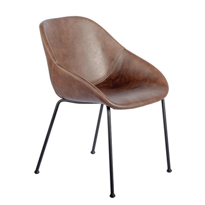 Euro Style - Corinna Distressed Leatherette Side Chairs, Dark Brown/Matte Black - Set of 2 - 30502BRN veiw 3