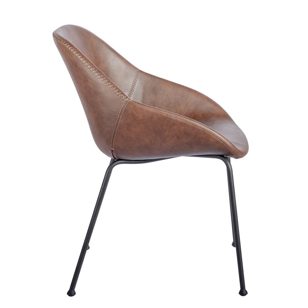 Euro Style - Corinna Distressed Leatherette Side Chairs, Dark Brown/Matte Black - Set of 2 - 30502BRN veiw 4