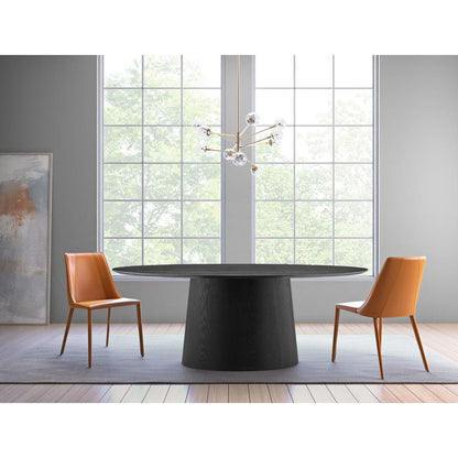 Euro Style - Deodat 79inW Oval Dining Table, Matte Black - 38632BLK-KIT veiw 4
