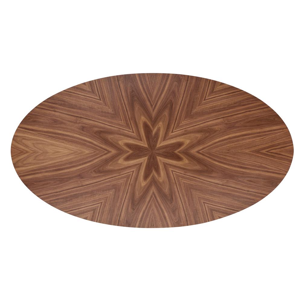 Euro Style - Deodat 79inW Oval Dining Table, American Walnut in Star Pattern - 38666WAL-KIT veiw 5