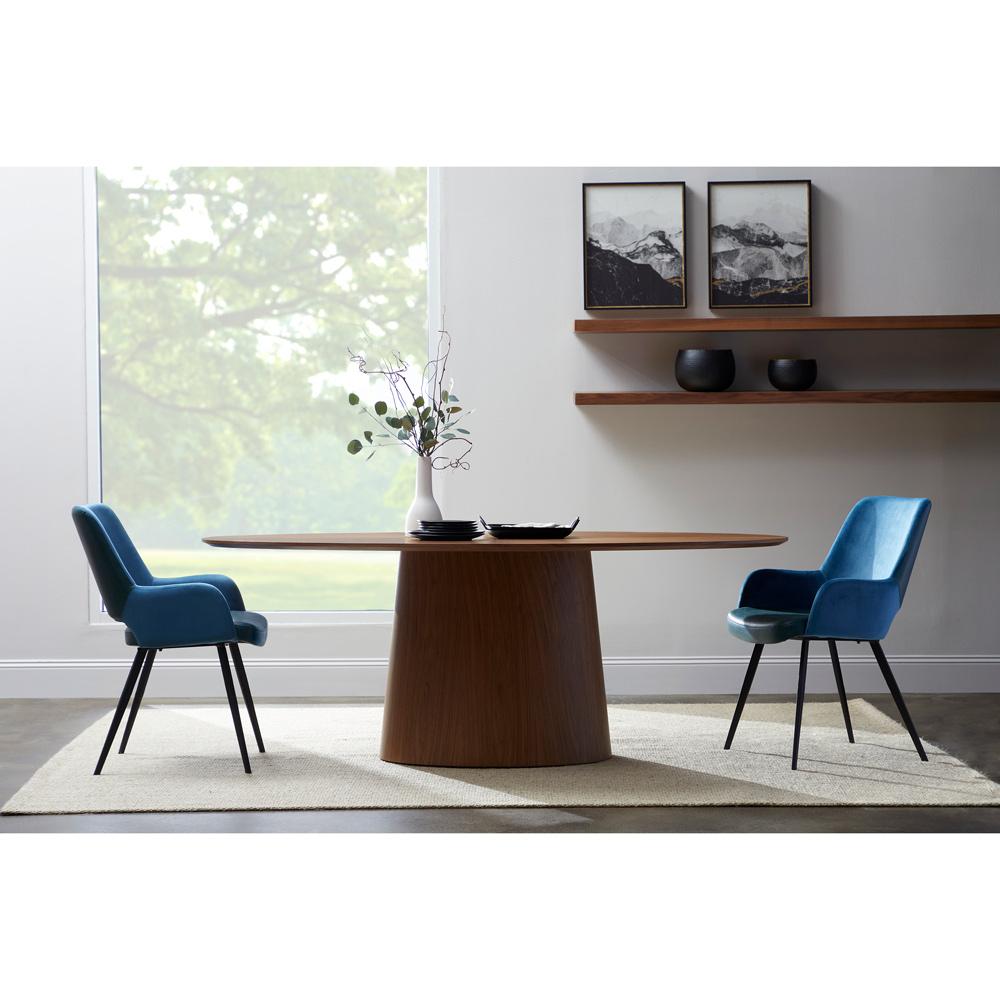 Euro Style - Deodat 79inW Oval Dining Table, American Walnut in Star Pattern - 38666WAL-KIT veiw 6