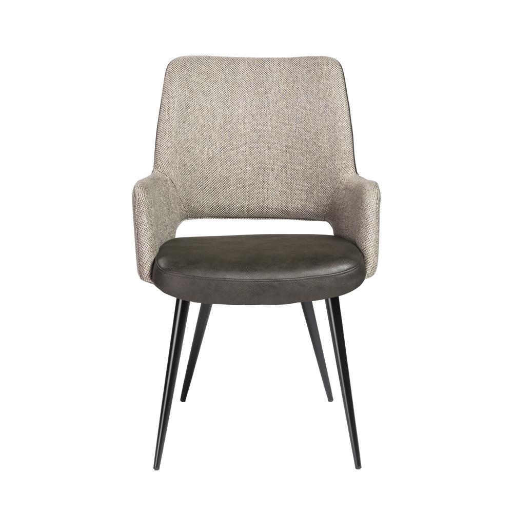 Euro Style - Desi Leatherette and Fabric Armchair, Warm Gray/Charcoal Gray/Black - 30494DKGRY veiw 1