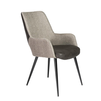 Euro Style - Desi Leatherette and Fabric Armchair, Warm Gray/Charcoal Gray/Black - 30494DKGRY veiw 2